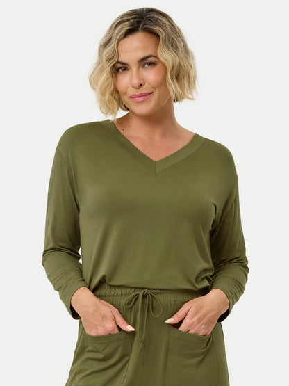 Long Sleeve Bamboo Slouchy PJs Top