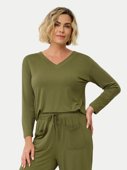 Long Sleeve Bamboo Slouchy PJs Top