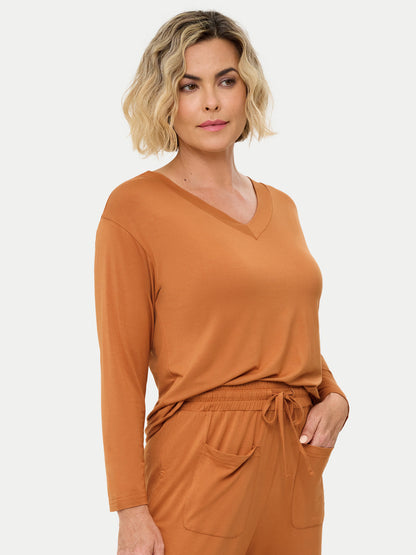 Long Sleeve Bamboo Slouchy PJs Top
