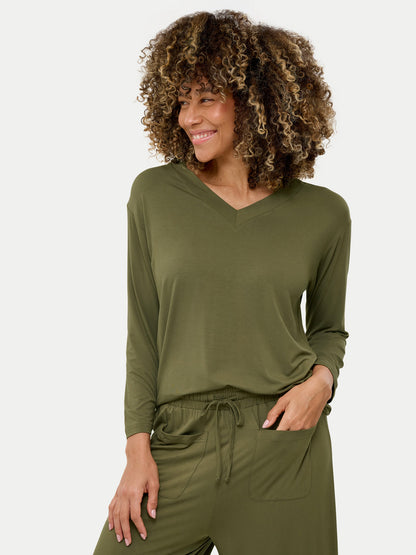 Long Sleeve Bamboo Slouchy PJs Top