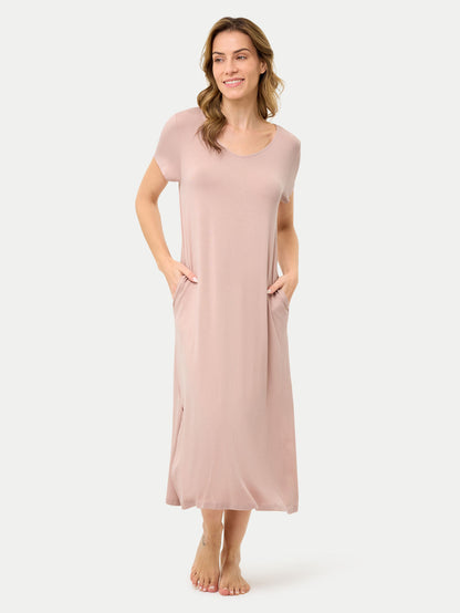 Short Sleeve Long Bamboo Sleepshirt