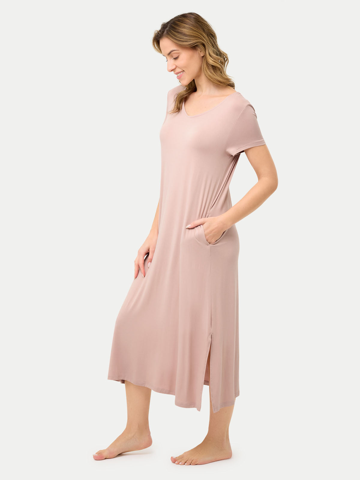 Short Sleeve Long Bamboo Sleepshirt