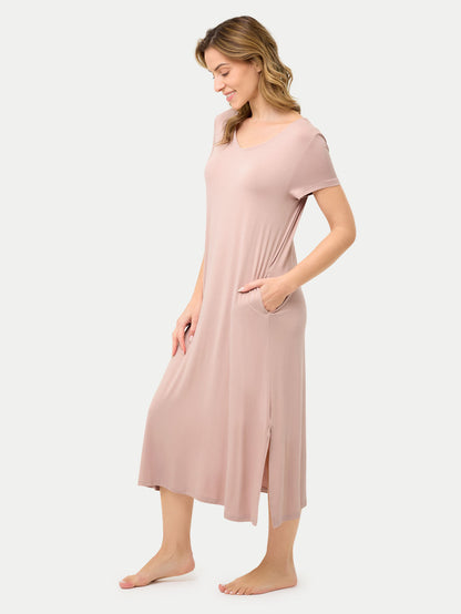 Short Sleeve Long Bamboo Sleepshirt