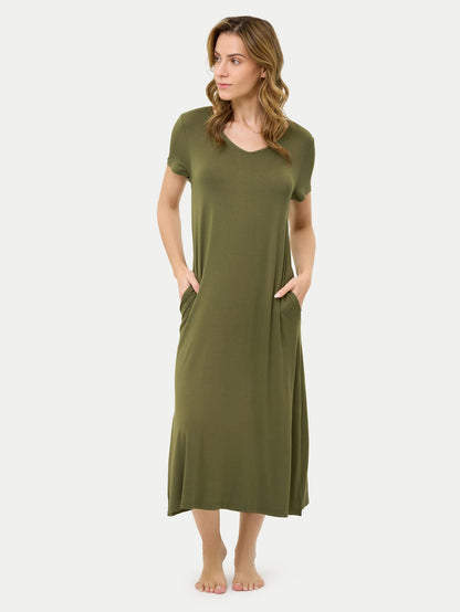 Short Sleeve Long Bamboo Sleepshirt