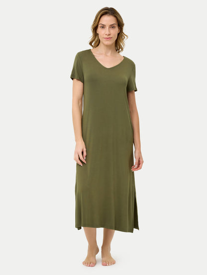 Short Sleeve Long Bamboo Sleepshirt