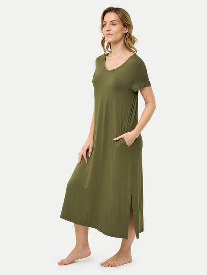 Short Sleeve Long Bamboo Sleepshirt