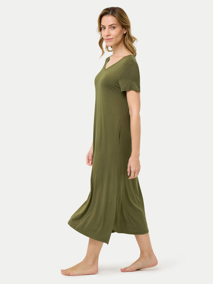 Short Sleeve Long Bamboo Sleepshirt