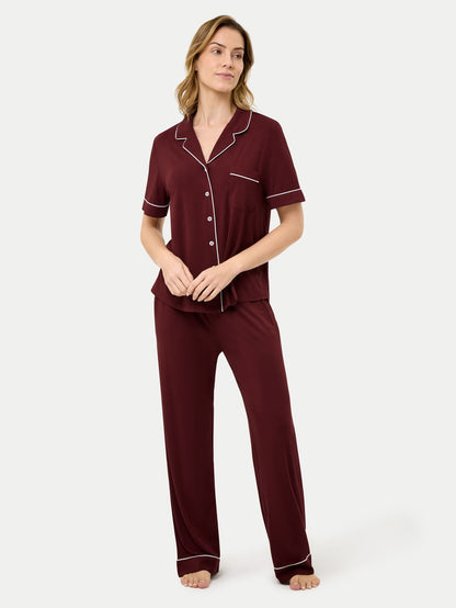 Short Sleeve Bamboo Pajama Set with Pants