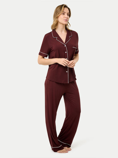 Short Sleeve Bamboo Pajama Set with Pants