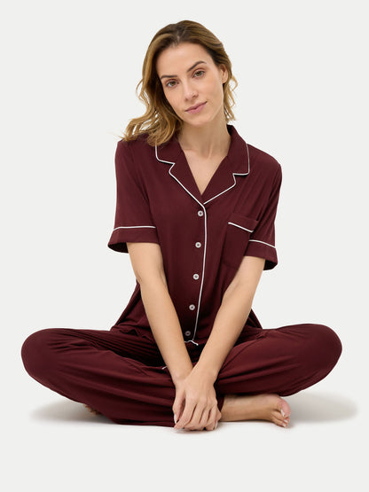 Short Sleeve Bamboo Pajama Set with Pants