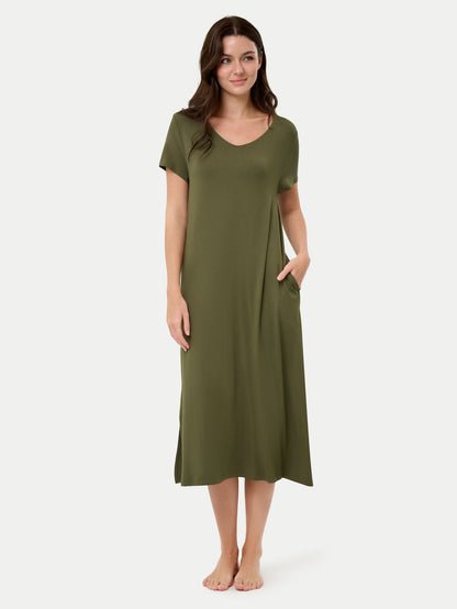 Short Sleeve Long Bamboo Sleepshirt