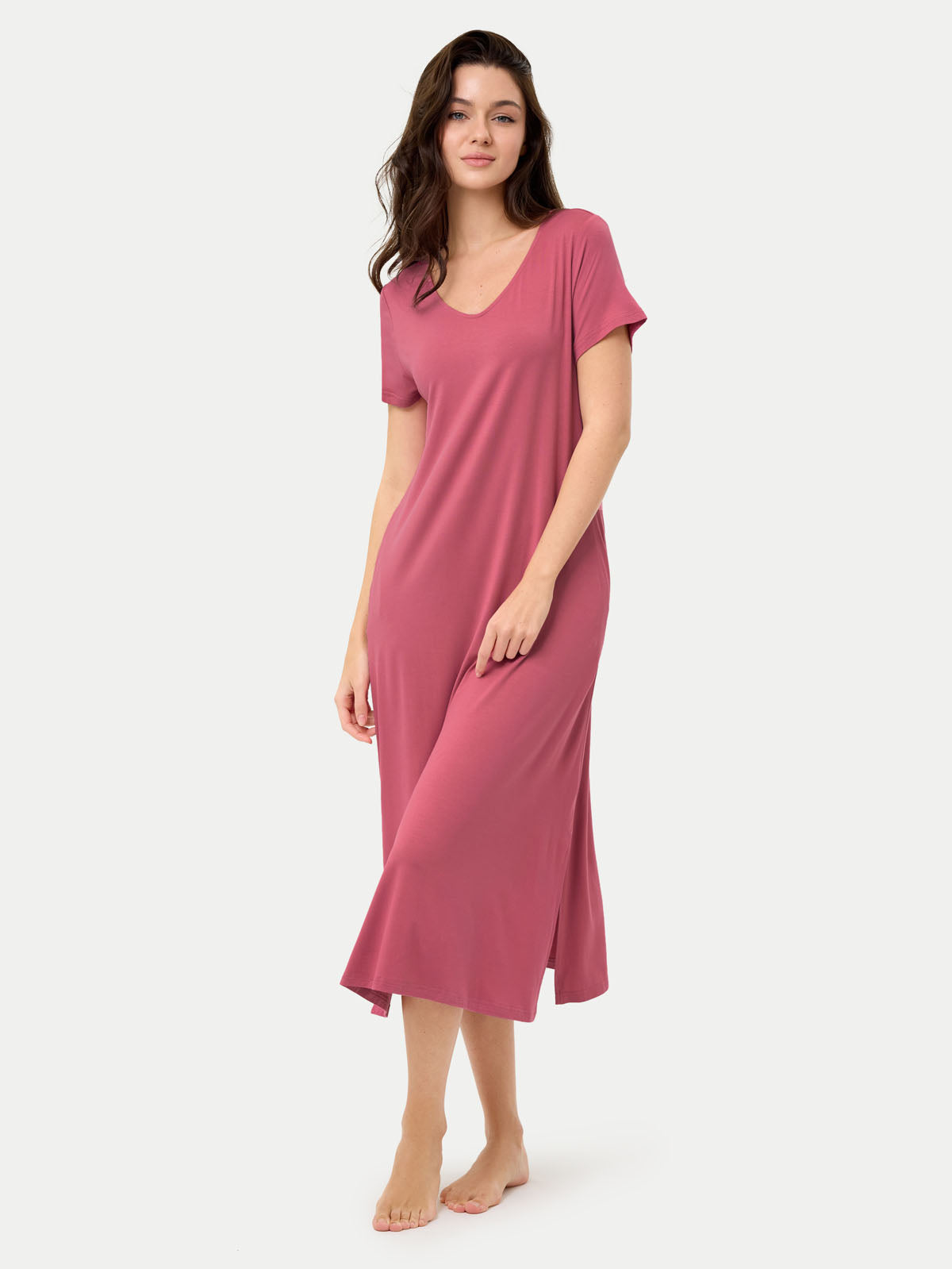 Short Sleeve Long Bamboo Sleepshirt