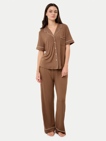 Short Sleeve Bamboo Pajama Set with Pants