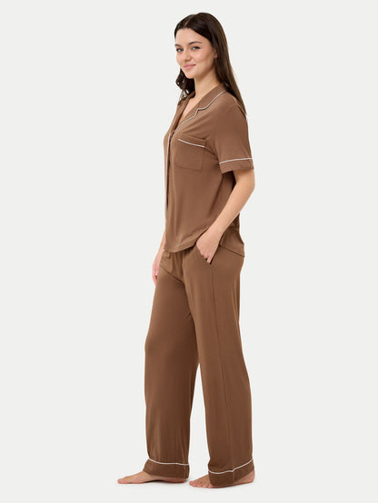 Short Sleeve Bamboo Pajama Set with Pants
