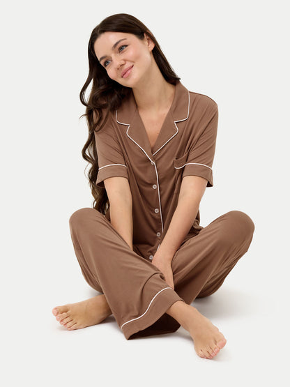 Short Sleeve Bamboo Pajama Set with Pants