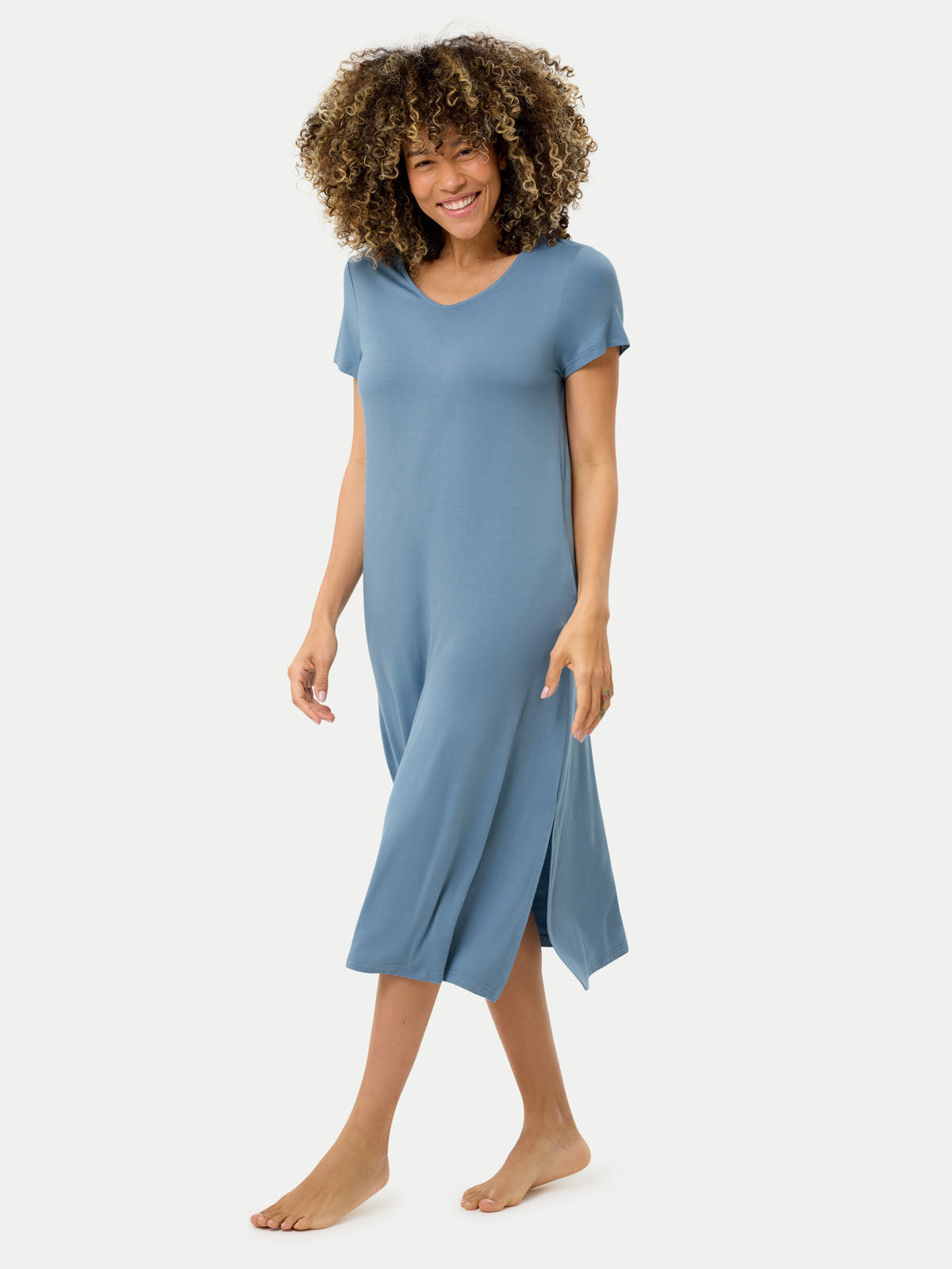 Short Sleeve Long Bamboo Sleepshirt