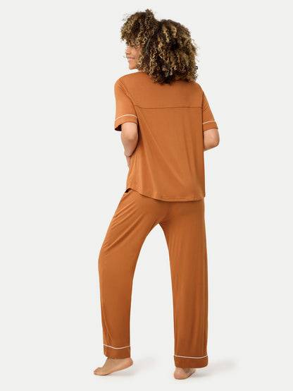 Short Sleeve Bamboo Pajama Set with Pants