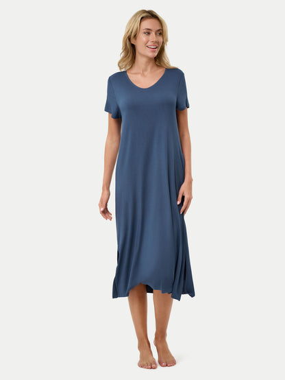 Short Sleeve Long Bamboo Sleepshirt