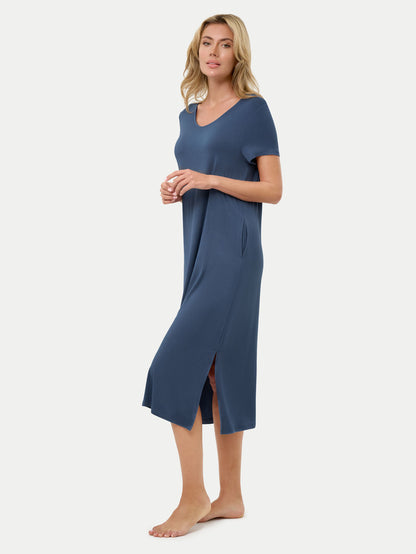 Short Sleeve Long Bamboo Sleepshirt