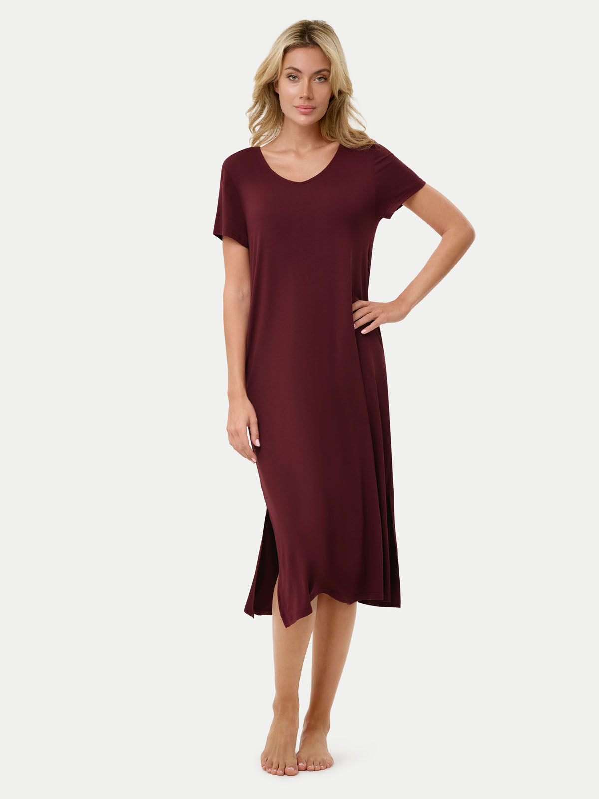 Short Sleeve Long Bamboo Sleepshirt