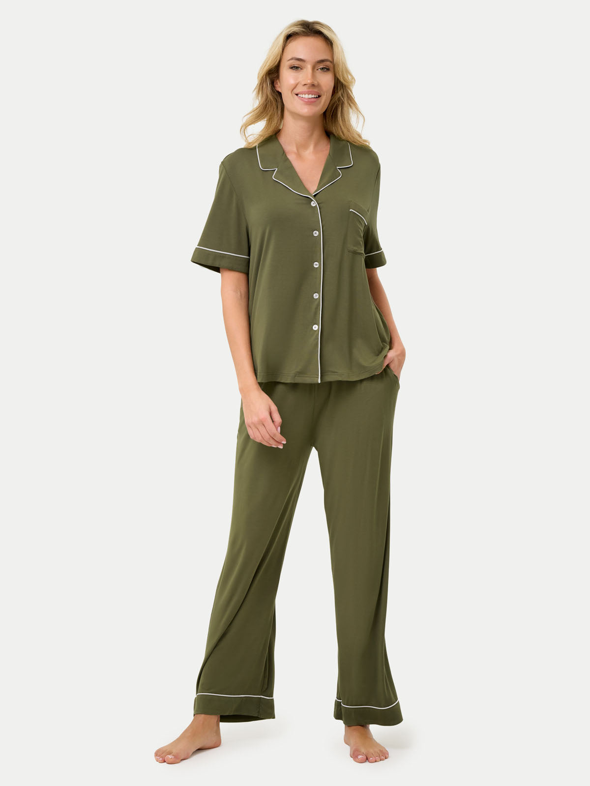 Short Sleeve Bamboo Pajama Set with Pants