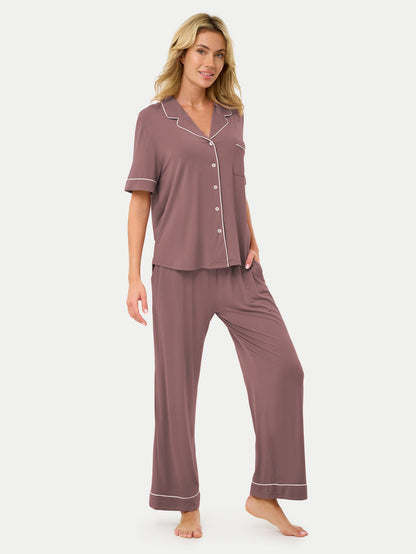 Short Sleeve Bamboo Pajama Set with Pants