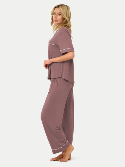 Short Sleeve Bamboo Pajama Set with Pants