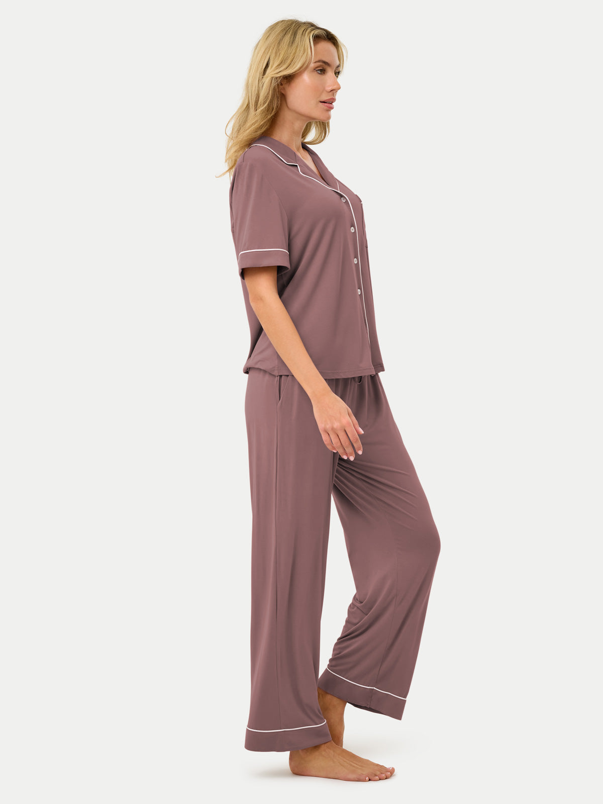 Short Sleeve Bamboo Pajama Set with Pants