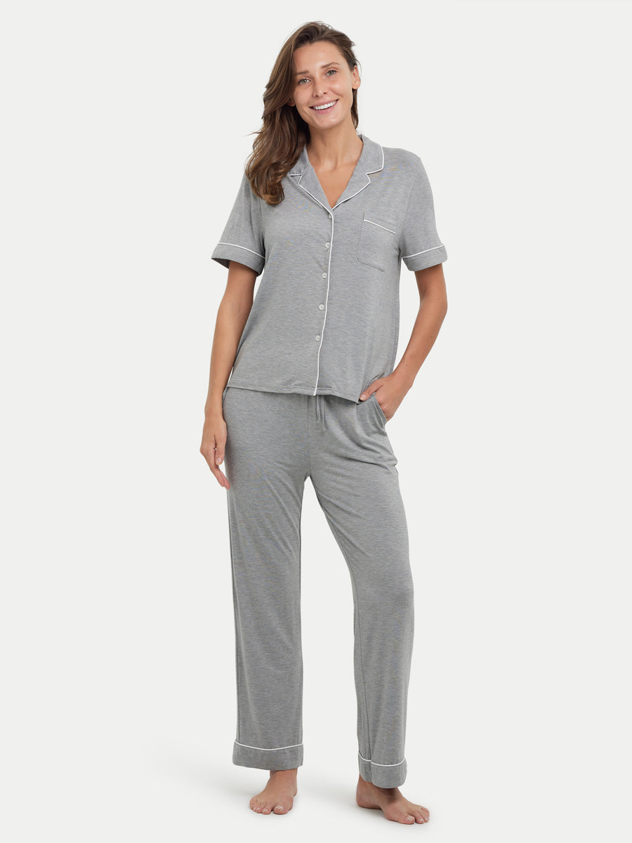 Short Sleeve Bamboo Pajama Set with Pants