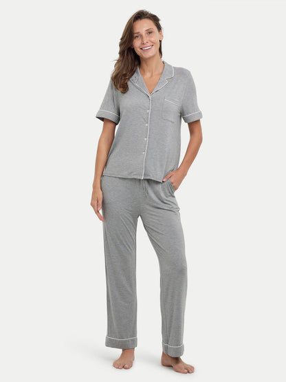 Short Sleeve Bamboo Pajama Set with Pants