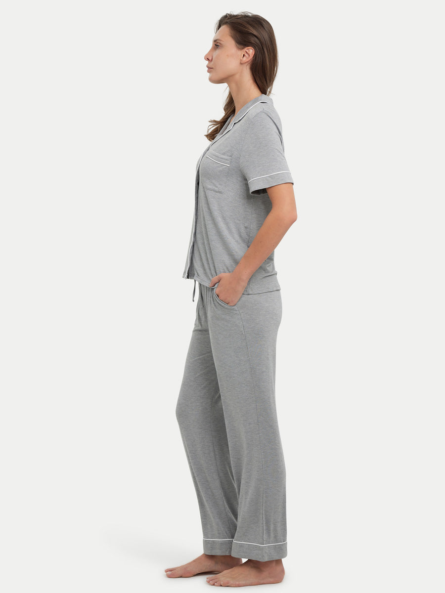 Short Sleeve Bamboo Pajama Set with Pants