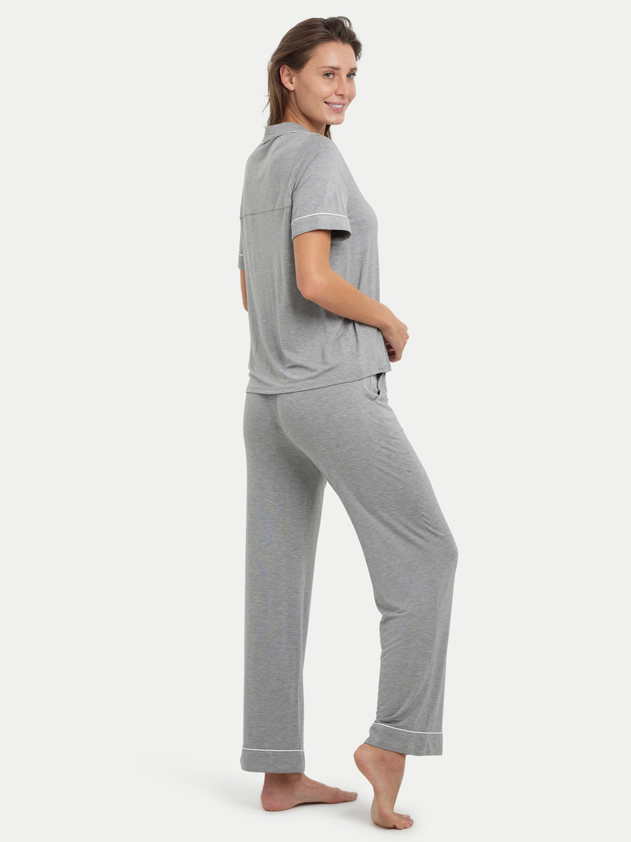 Short Sleeve Bamboo Pajama Set with Pants