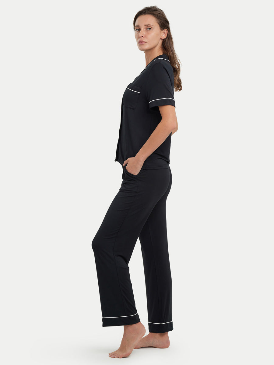 Short Sleeve Bamboo Pajama Set with Pants