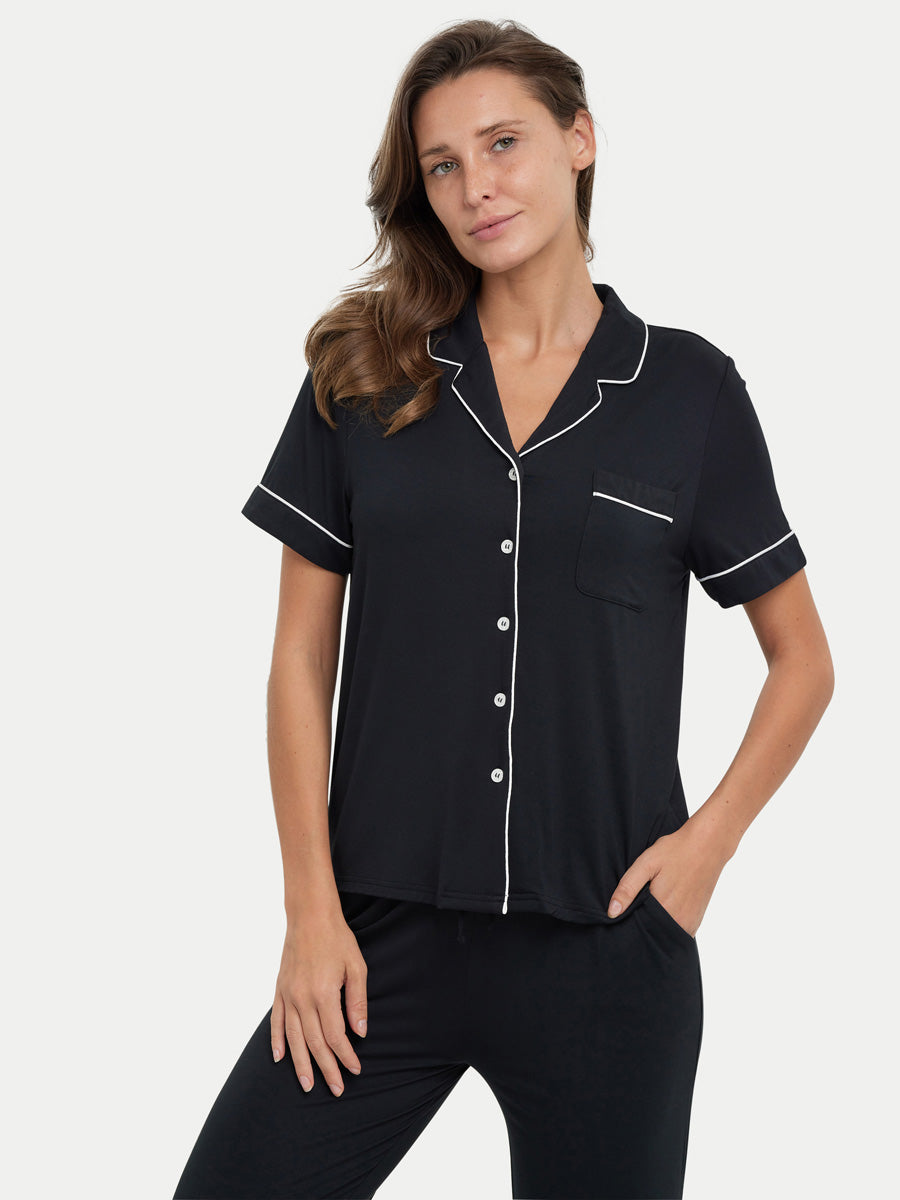 Short Sleeve Bamboo Pajama Set with Pants