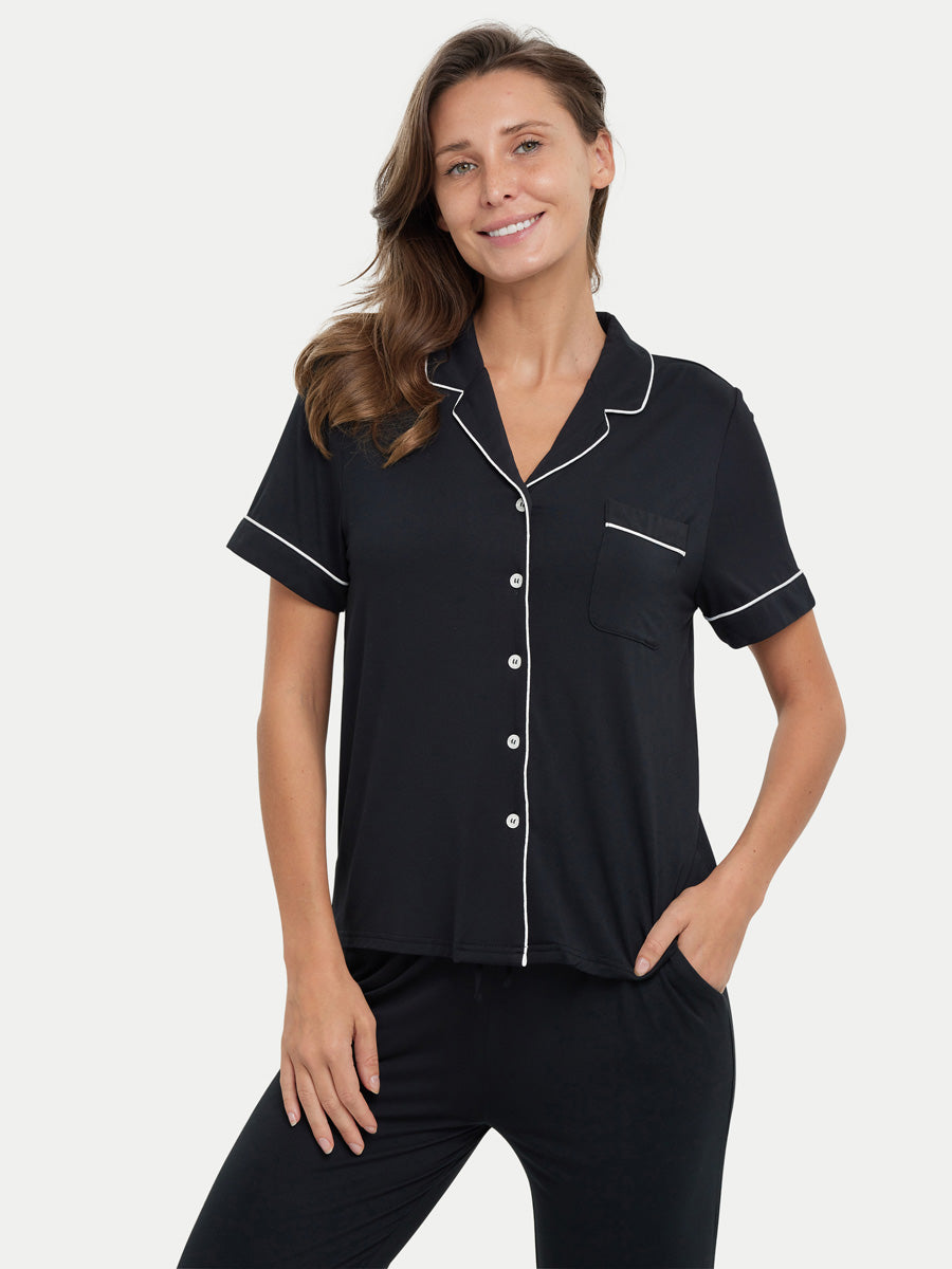 Short Sleeve Bamboo Pajama Set with Pants