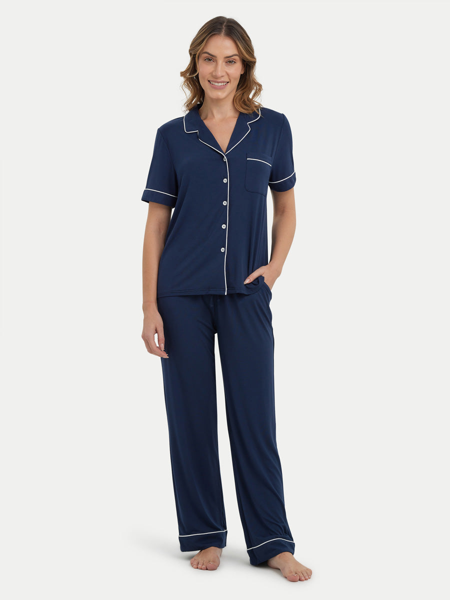 Short Sleeve Bamboo Pajama Set with Pants