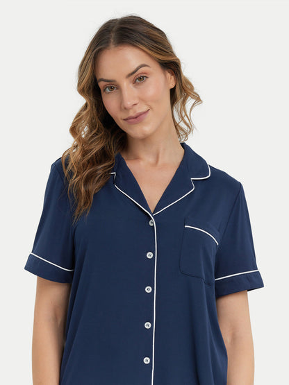 Short Sleeve Bamboo Pajama Set with Pants