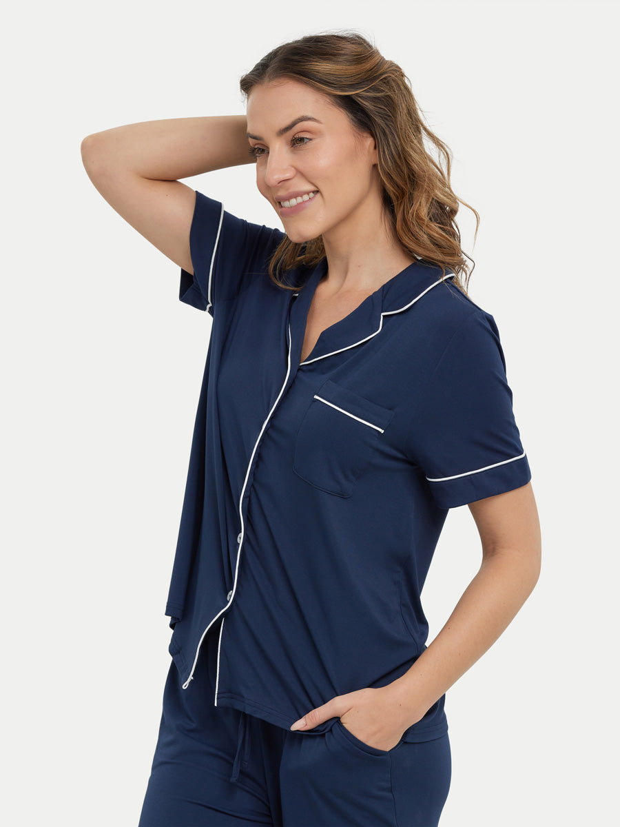 Short Sleeve Bamboo Pajama Set with Pants