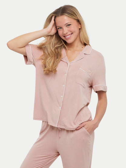 Short Sleeve Bamboo Pajama Set with Pants