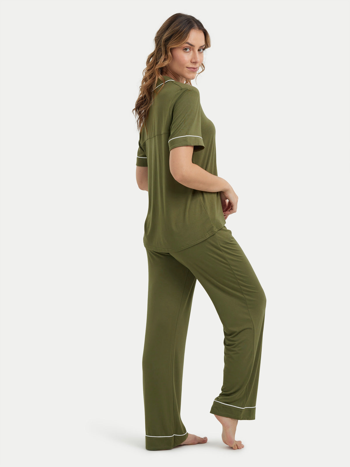 Short Sleeve Bamboo Pajama Set with Pants