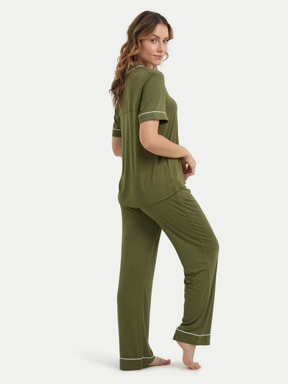 Short Sleeve Bamboo Pajama Set with Pants