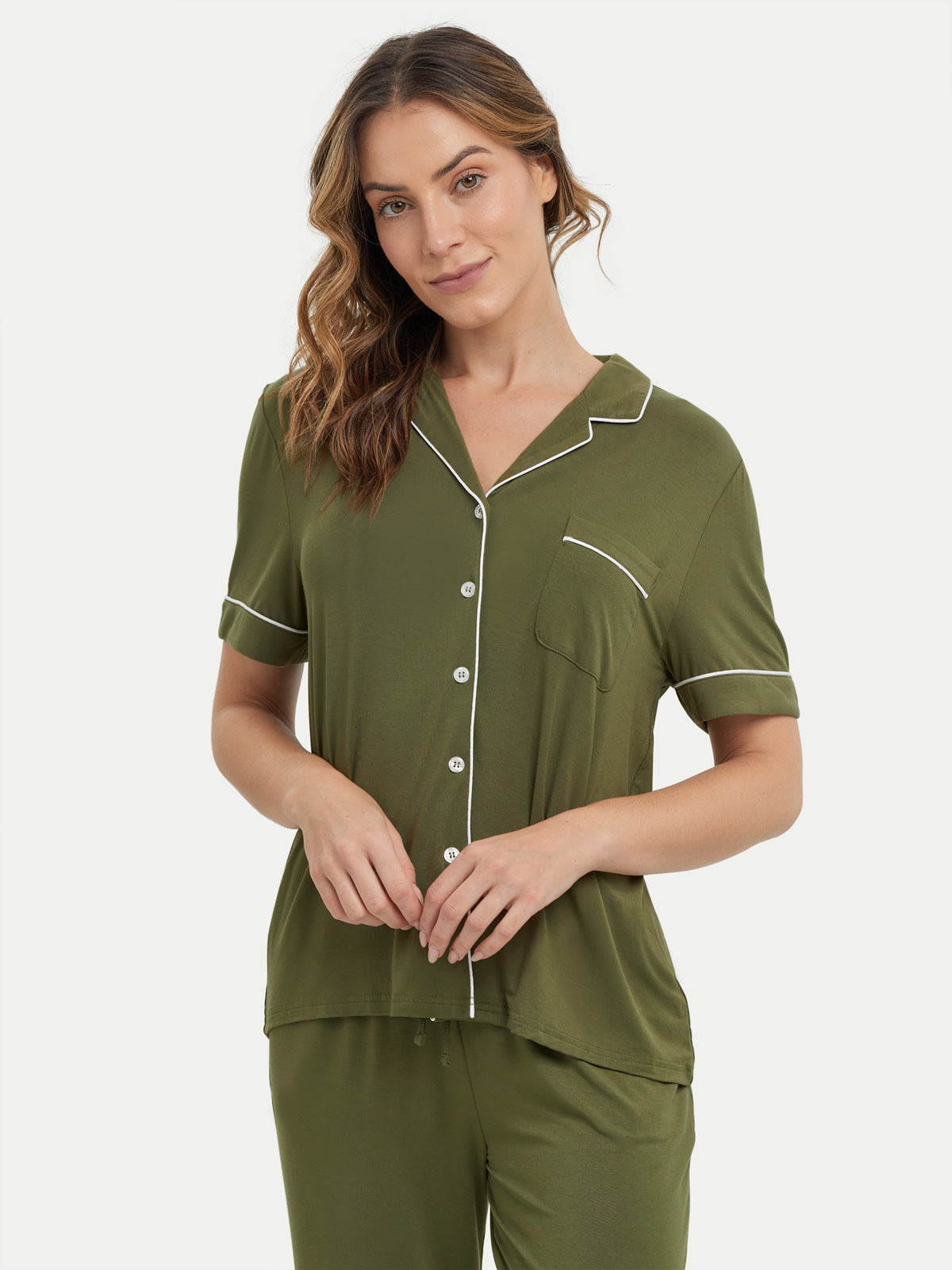 Short Sleeve Bamboo Pajama Set with Pants