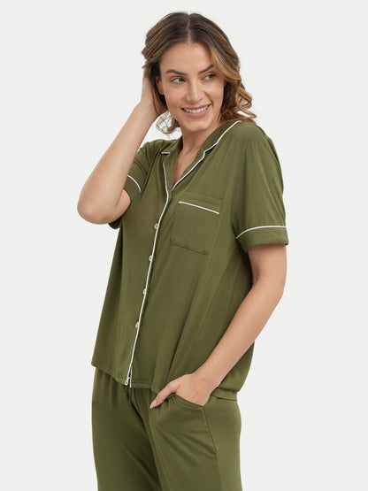 Short Sleeve Bamboo Pajama Set with Pants