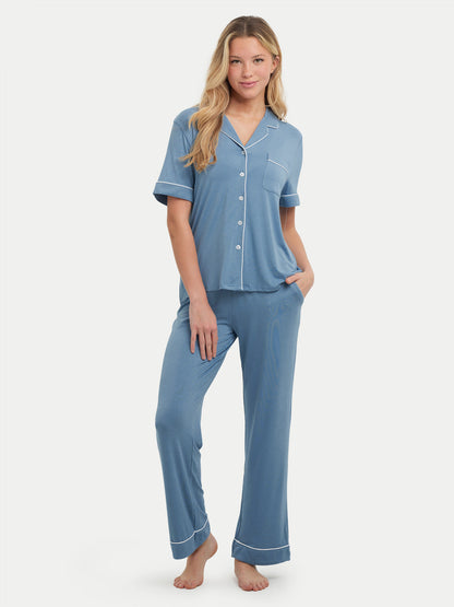 Short Sleeve Bamboo Pajama Set with Pants