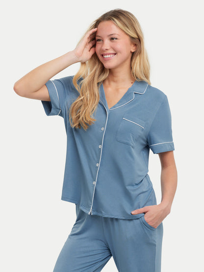 Short Sleeve Bamboo Pajama Set with Pants