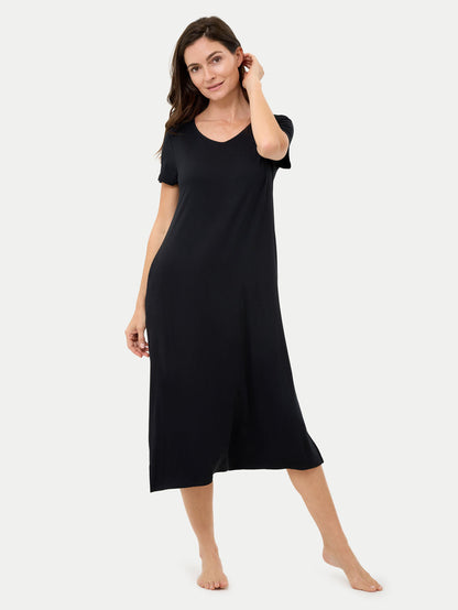 Short Sleeve Long Bamboo Sleepshirt