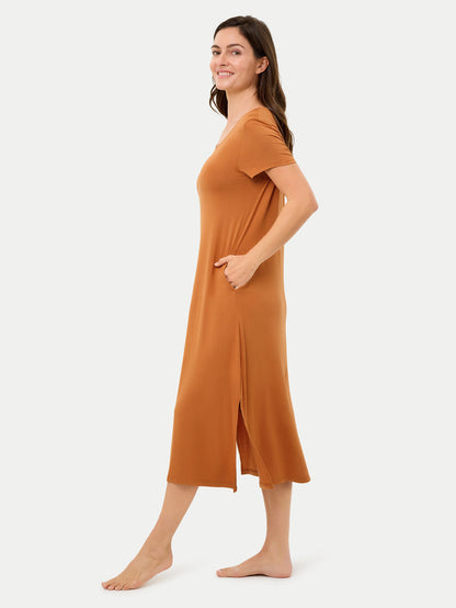Short Sleeve Long Bamboo Sleepshirt