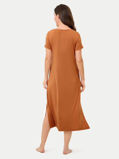 Short Sleeve Long Bamboo Sleepshirt