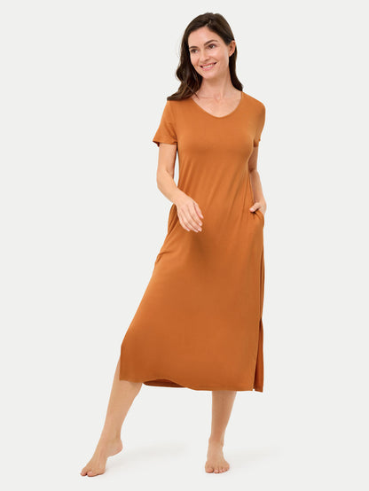 Short Sleeve Long Bamboo Sleepshirt