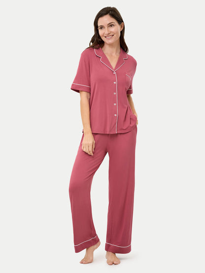Short Sleeve Bamboo Pajama Set with Pants